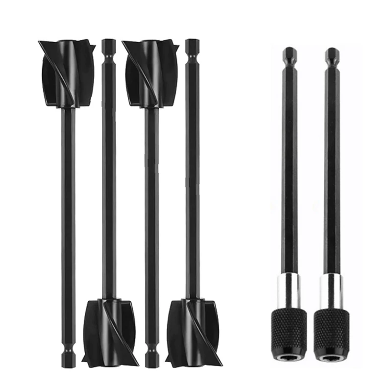 

New-Epoxy Resin Paint Mixer Paddles For Drill,4Pcs Reusable Paint Stirrer Resin Drill Mixer Paddles And 2Pcs Extension Rods