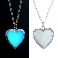 necklace for women glow in the dark for women photo locket vintage fluorescence heart pendant jewelry floating charm gifts