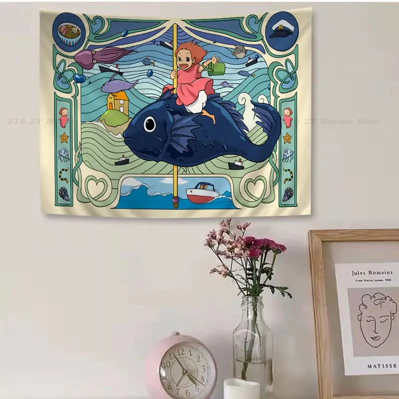 Аниме понё на скале настенный гобелен дешевый хиппи богемный гобелены мандала