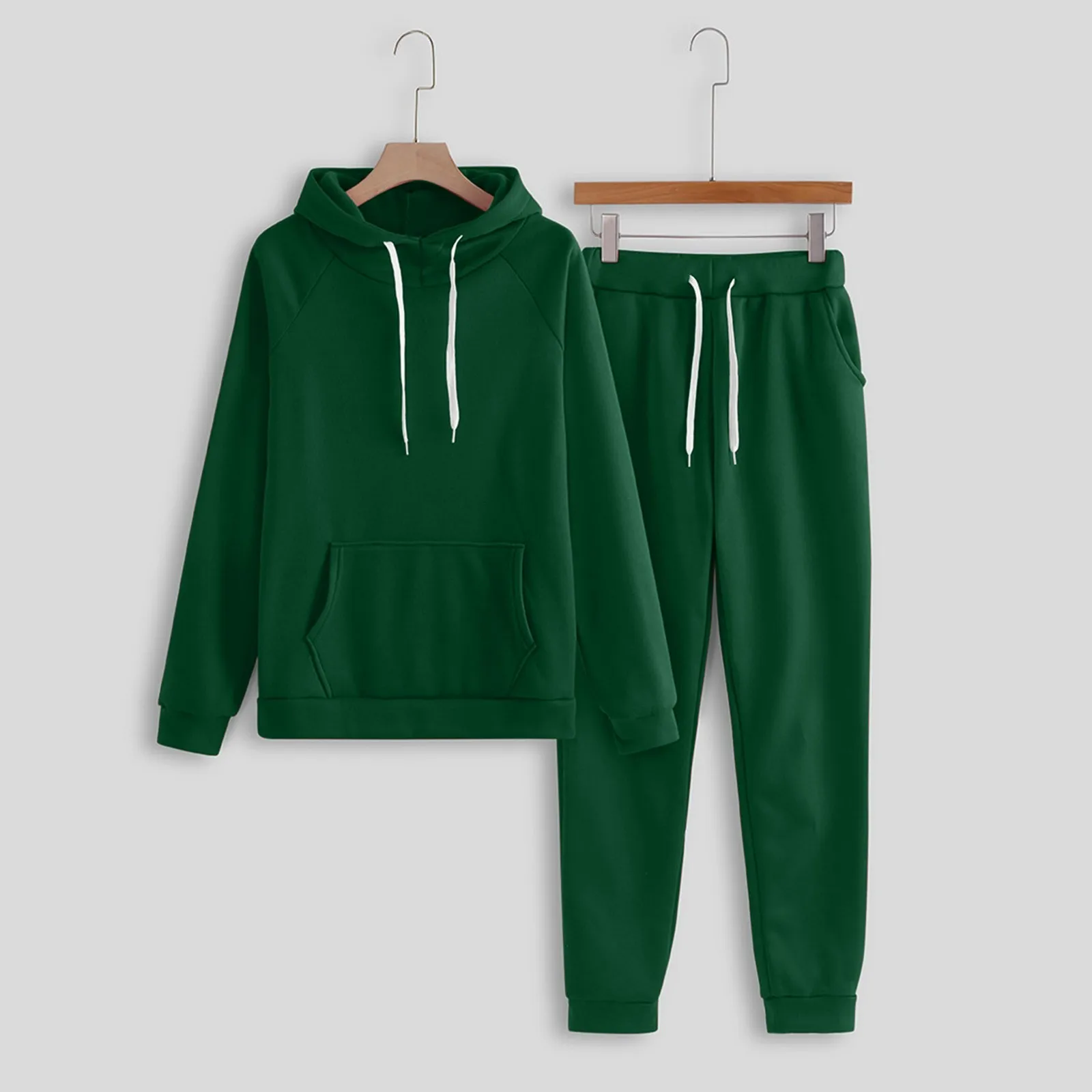 

Women 2 Piece Tracksuits Solid Color Hooded Hoodie Drawstring Sweatpant Autumn Winter Hip Hop Loose Sport Jogger Sweatshirt Set