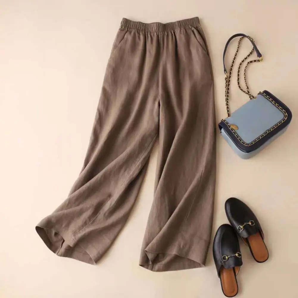 

Брюки женские весенне-летние однотонные с высокой талией