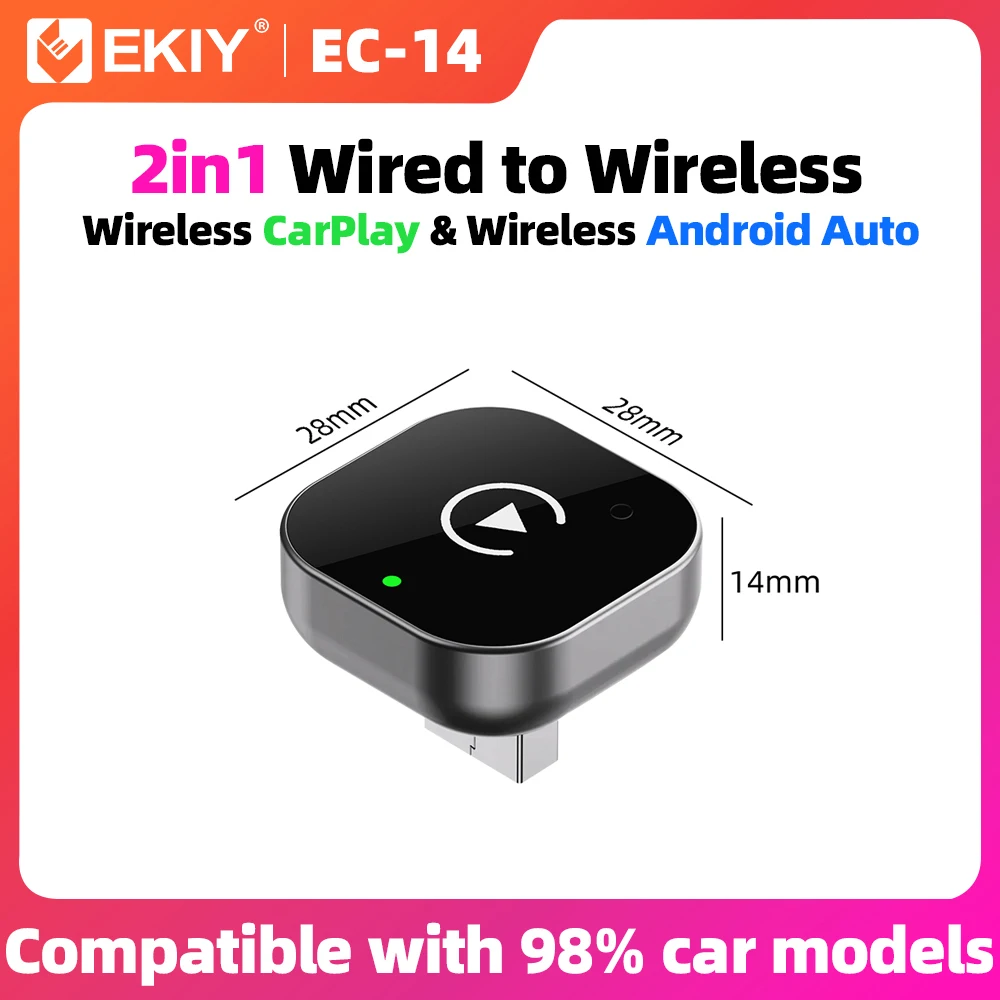 מתאם EKIY 2in1 מחובר ל-CarPlay אלחוטי Android Auto Dongle Smart AI Box אביזרים איכותיים לרכב מערכת אינטיליגנטית