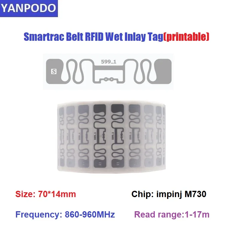 

Yanpodo dogbone Belt UHF RFID Wet Inlay sticker tag adhesive Smartrac original impinj M730 chip 860-960MHz for asset management