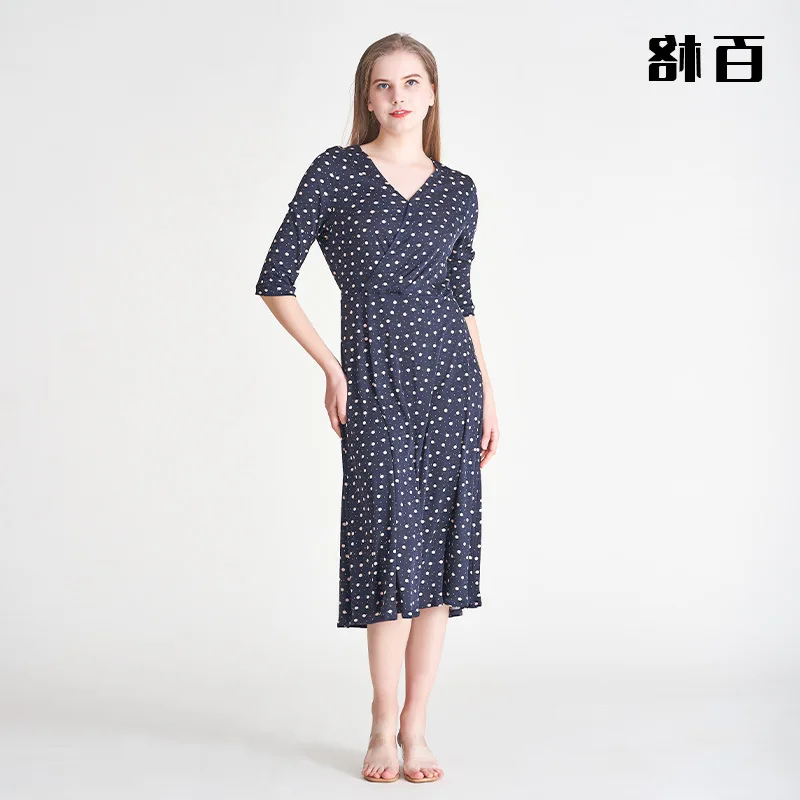 

Шелковое 2022 весеннее платье во французском стиле, новое шелковое платье с рукавами из тутового шелка, темпераментная длинная модная юбка