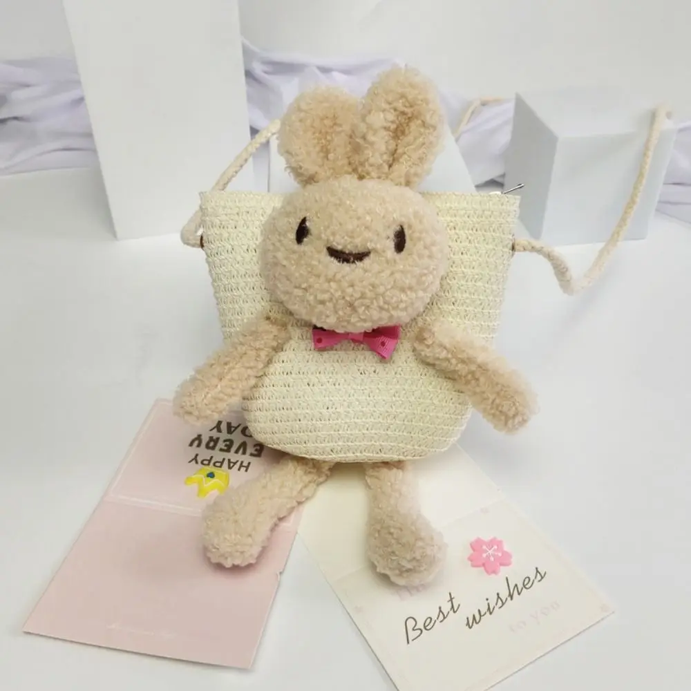 Соломенная Сумка С Рисунком Кролика Для Девочек Летний Кошелек Монет На Молнии