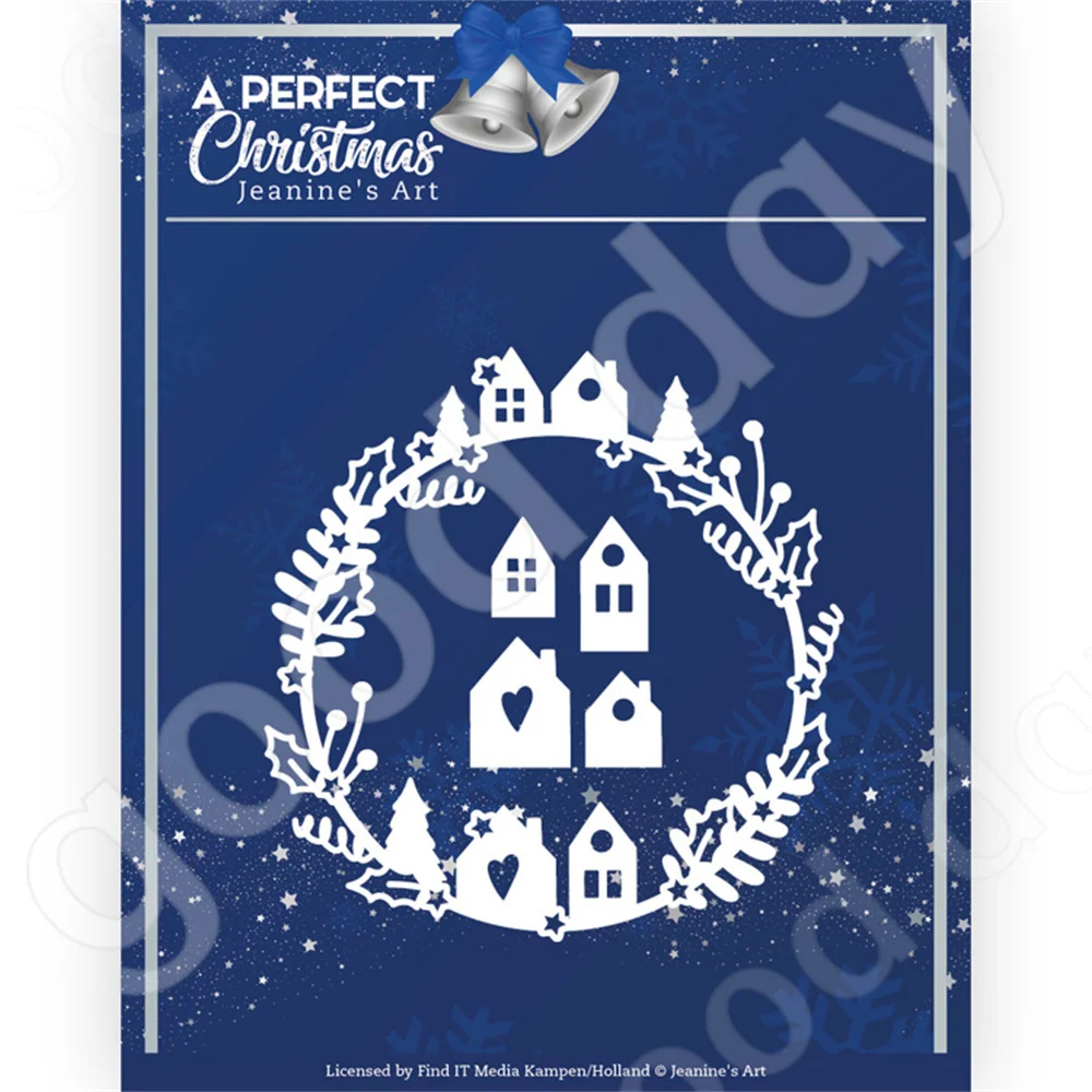 

Christmas New hot sale 2022 Arrival Houses Wreath Metal Cutting Dies Scrapbook Diary Decoration Embossing Template diy Handmade