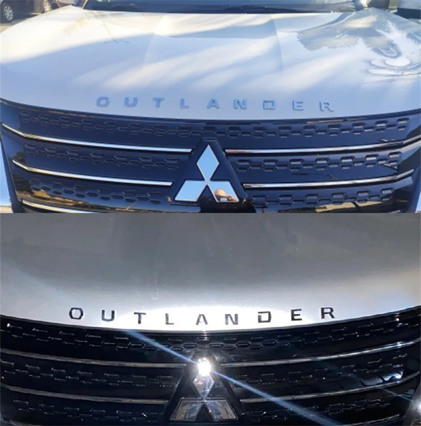 

Для Mitsubishi Outlander ABS хром автомобильные 3D буквы капота эмблема логотип значок автомобильные наклейки Стайлинг автомобильные аксессуары слова 3D буквы
