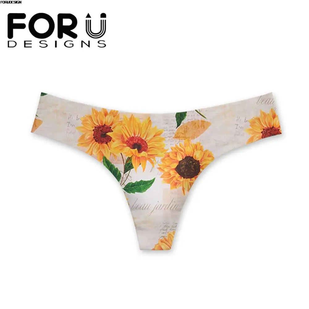

FORUDESIGNS Sunflower Design Print Panties For Ladies Seamless Low-rise Underwear Briefs Thongs Panties Underpants Female