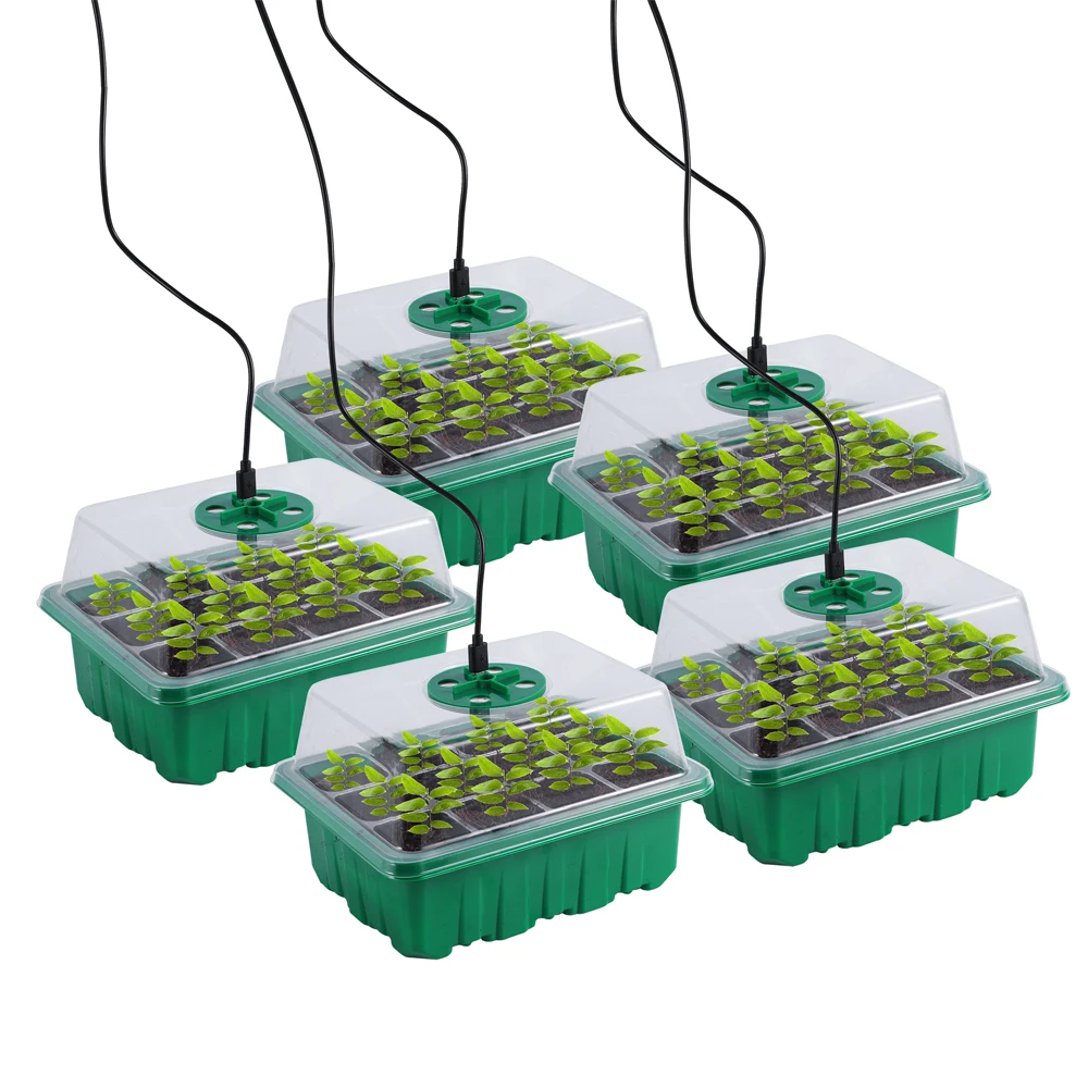 

5pcs Plastic Nursery Pot 6/12 Holes Seed Grow Planter Box Greenhouse Seeding Garden Seed Pot Tray plant Seedling Tray With Lids