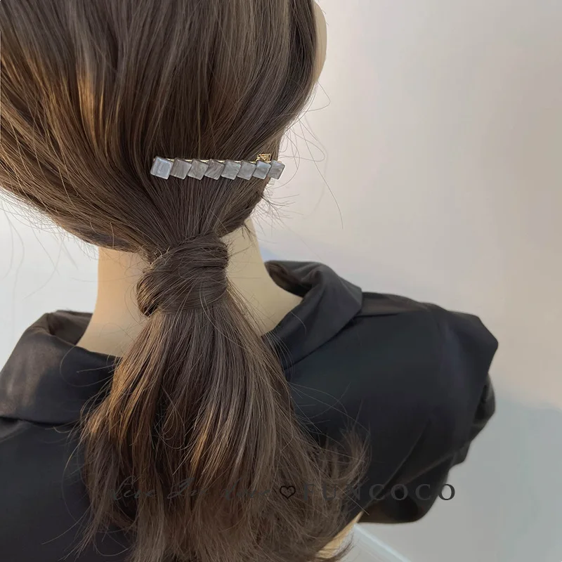 

Baibei Dark Coffee Gray Light Pink Small Square Exquisite Side Hairpin Short Hair Female Headwear Hair Accessories AFS249