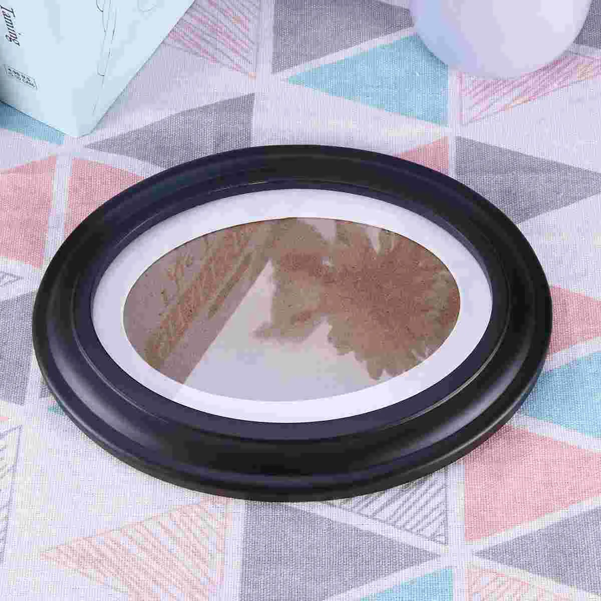 

Frame Picture Oval Photo Frames Wooden Wall Wood Hanging Decoration Tool Decorating Homeblack Vintage Classic Hand Made Round