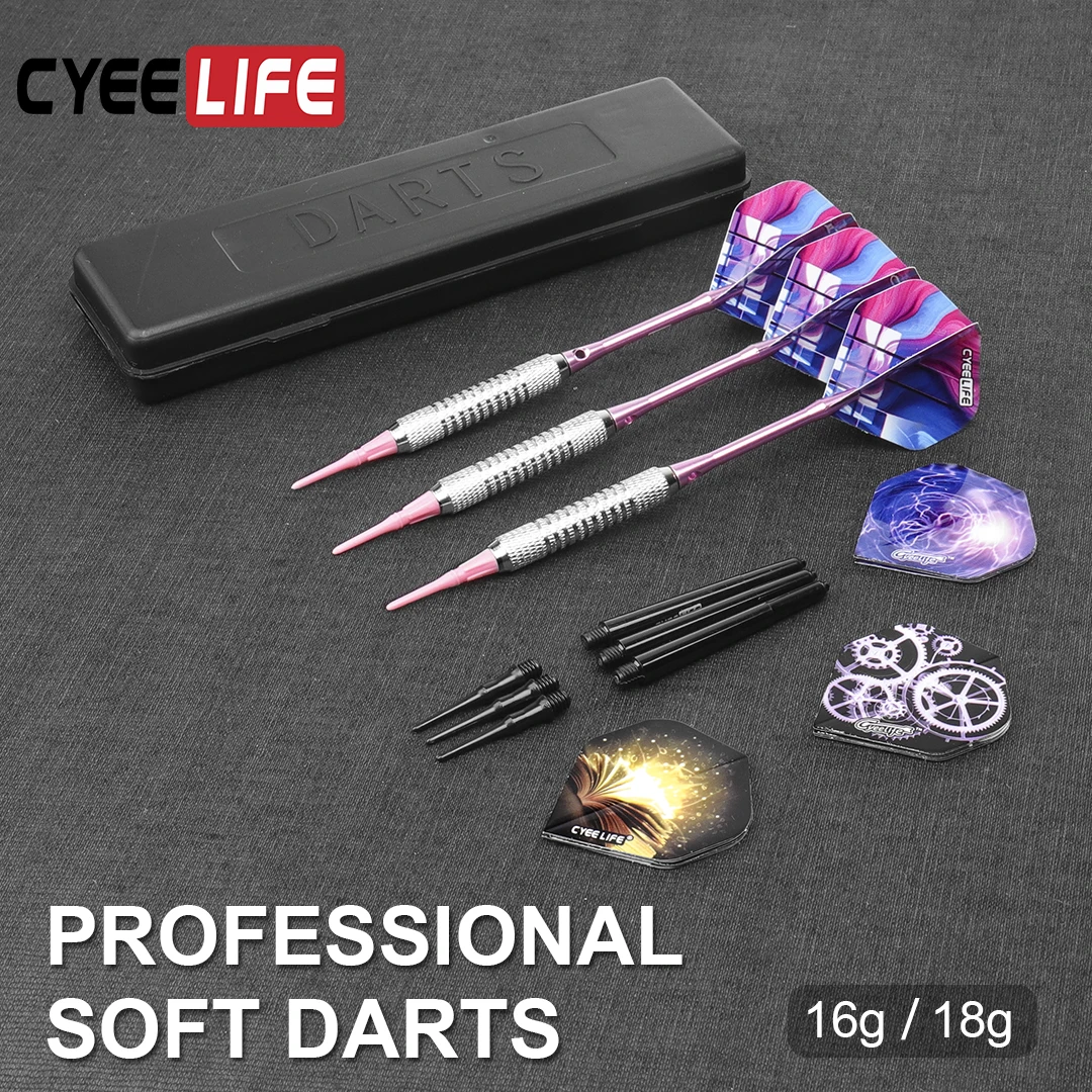 Professional 16/18 Grams Soft Tip Darts Set with Extra Plastic Tips for Electronic Dartboard Accessories