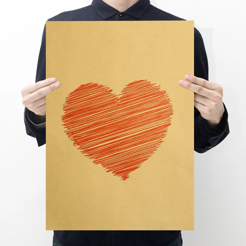 

Nordic Fashion Style Sketch Love Kraft Vintage Paper Poster Home Room Wall Decoration Bedroom Living Room Painting Aesthetic