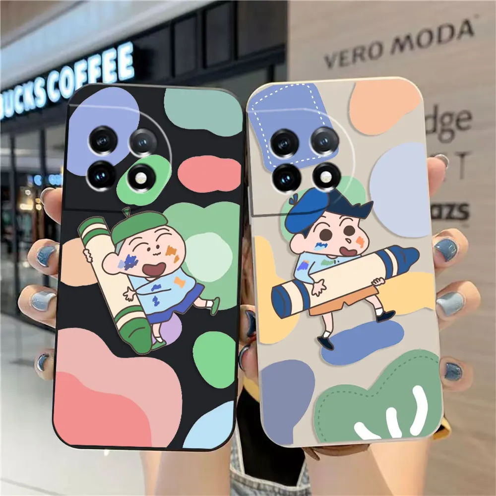 

Case For Oneplus 11 10 9 9R 9RT 8 8T 7 7T ACE 2 2V NORD CE 2 Lite Pro Colour Simple Liquid Case Colourful C-Crayon Shin-chan-n