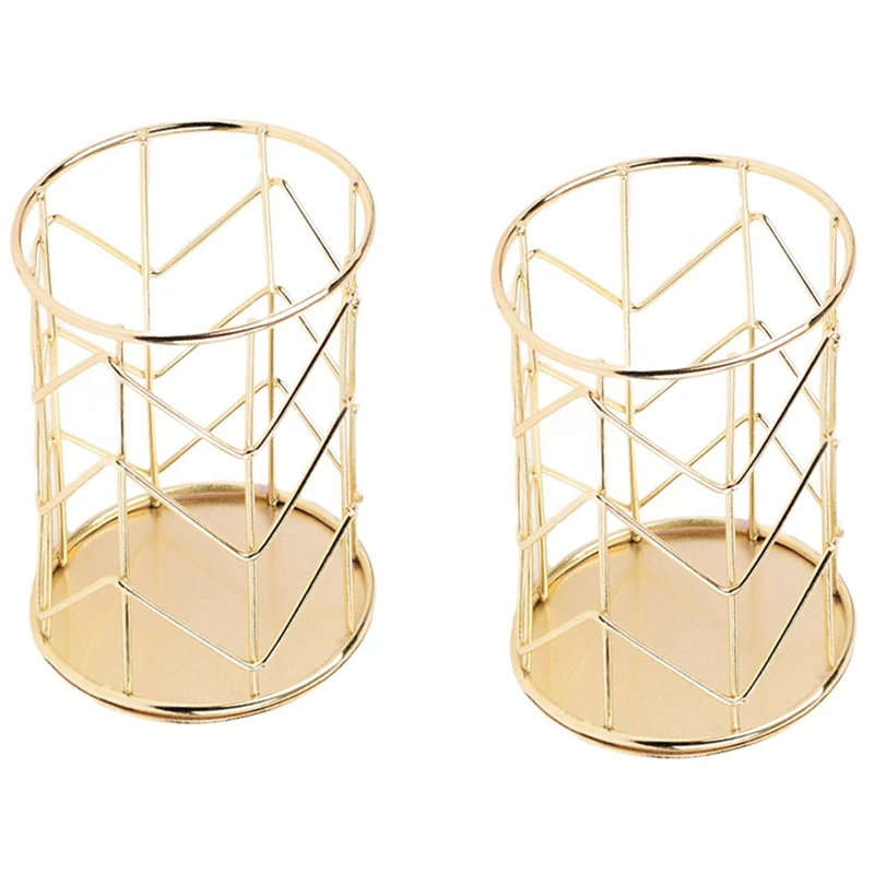

Makeup Storage Basket Iron Art Nordic Cup Cylindrical Case Brush Pen Holder Organizer Office Desk Decor