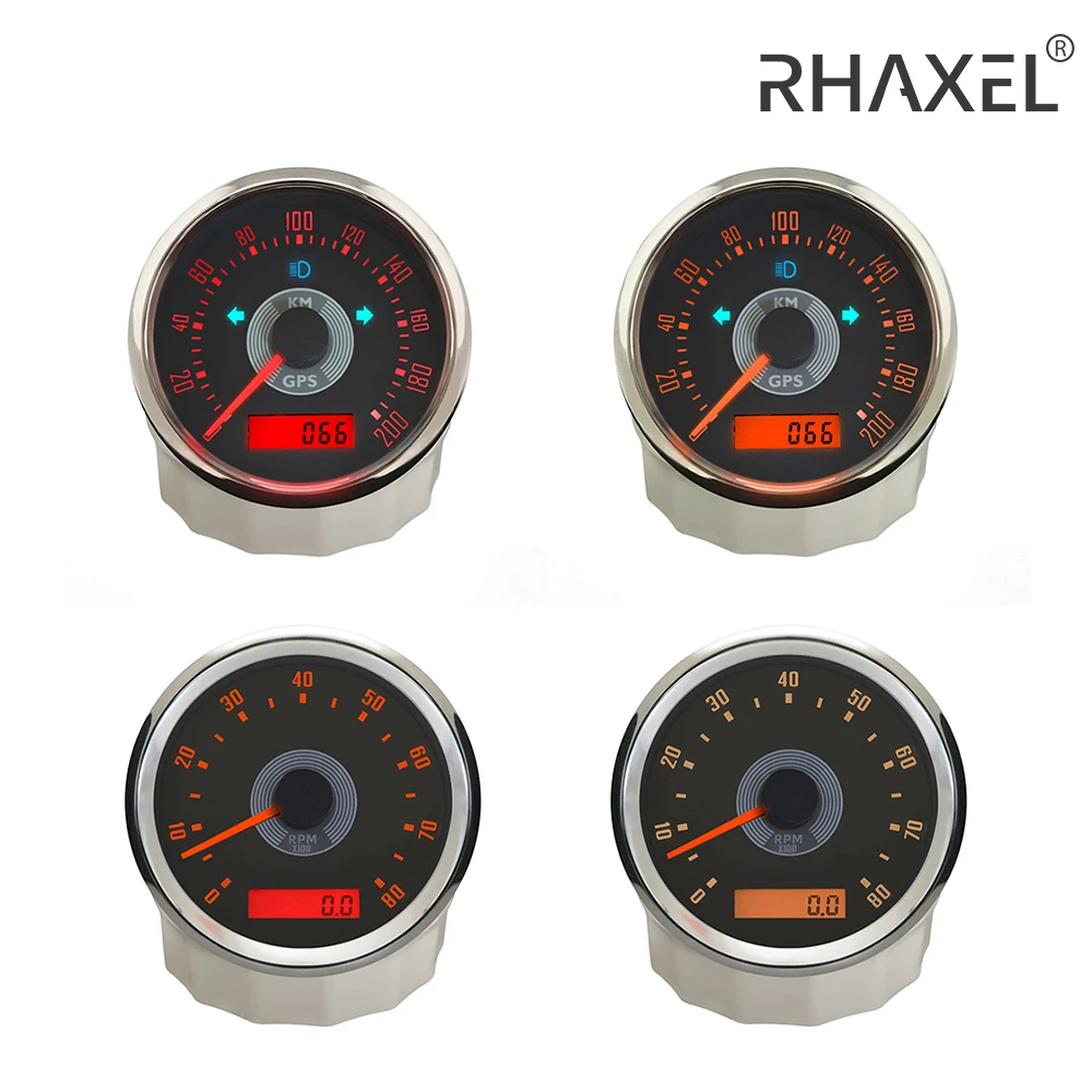 Xla dalmierze zestaw 85mm prędkościomierz GPS 160MPH obrotomierz 0-8000 obr./min z czerwonym żółtym podświetleniem do łodzi motorowej Auto 12V