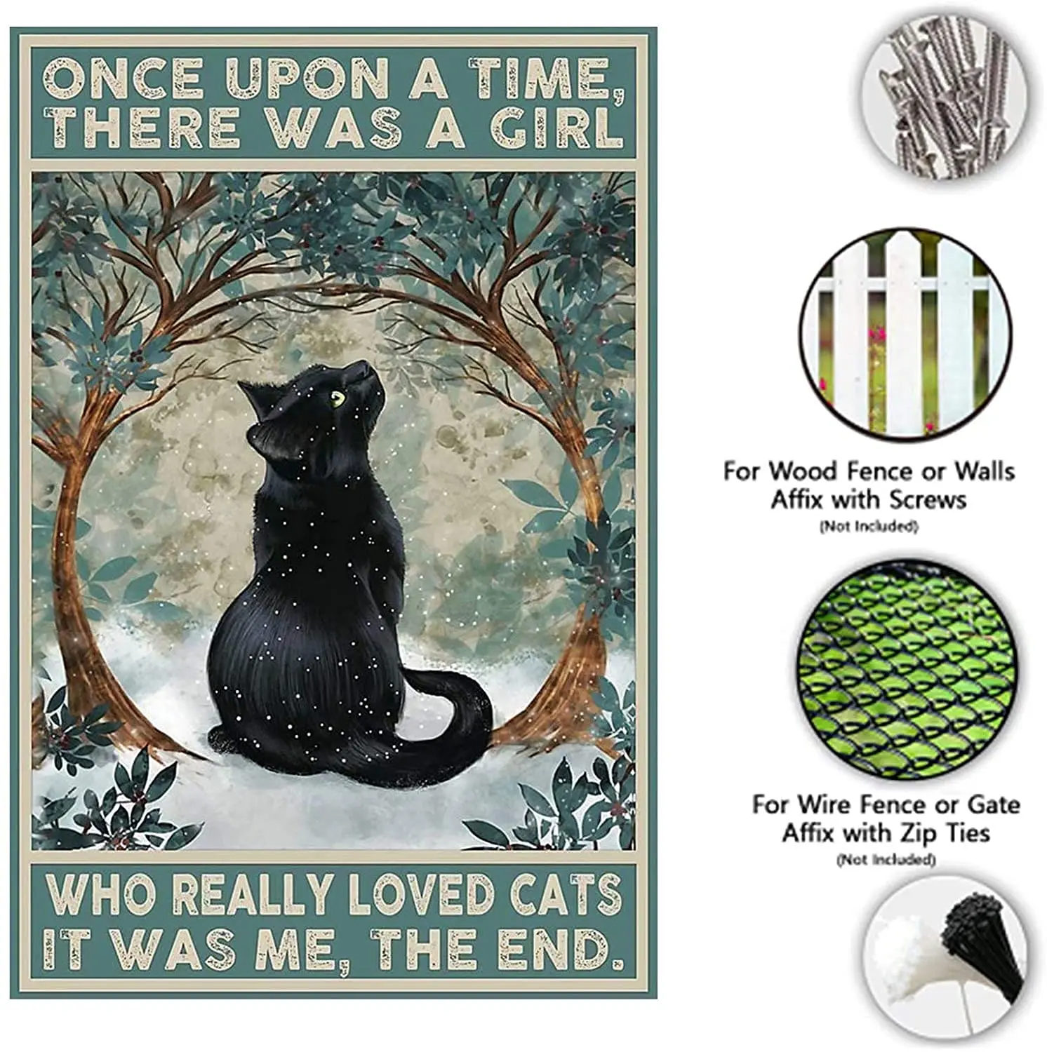 GadgetsTalk Винтажная металлическая вывеска Кошка никогда не доверяет Художественный