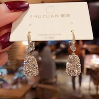 2021 new rhinestone trapezoid fashion earring korea temperament restore ancient elegant earring party jewelry beautiful gifts
