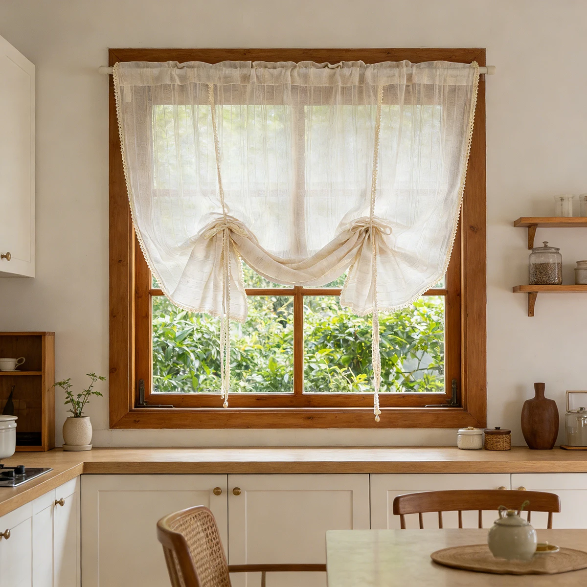 

Прозрачные шторы AiFish в полоску из полиэстера