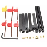 7pcs 12mm shank lathe drilling bar rotary tool holder set with 7 carbide inserts7 wrench cnc lathe turning tool accessories