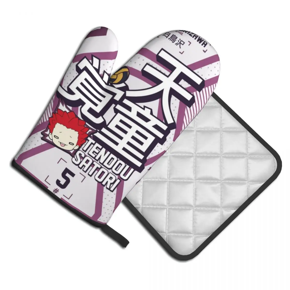 

Satori Tendou Shiratorizawa Kitchen Glove Haikyuu Heat Resist Barbecue Mitten Pot Holder Hot Oven Bowl Mitts Set