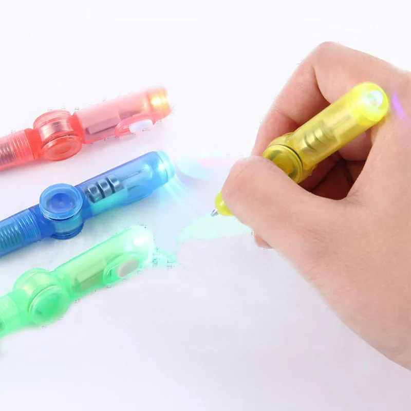 

2in1 LED Colourful Luminous Spinning Pen Rolling Pen Ball Point Pen Learning Office Supplies Random Color