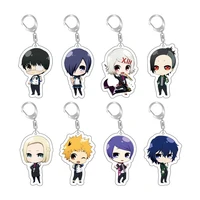 hot anime tokyo ghoul figure keychain double side transparent acrylic key chain ring jewelry cartoon character keyring pendant