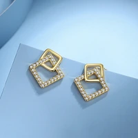 kose 100 s925 silver geometric square stud earrings womens fashion creative diamond stud earrings cool womens earrings
