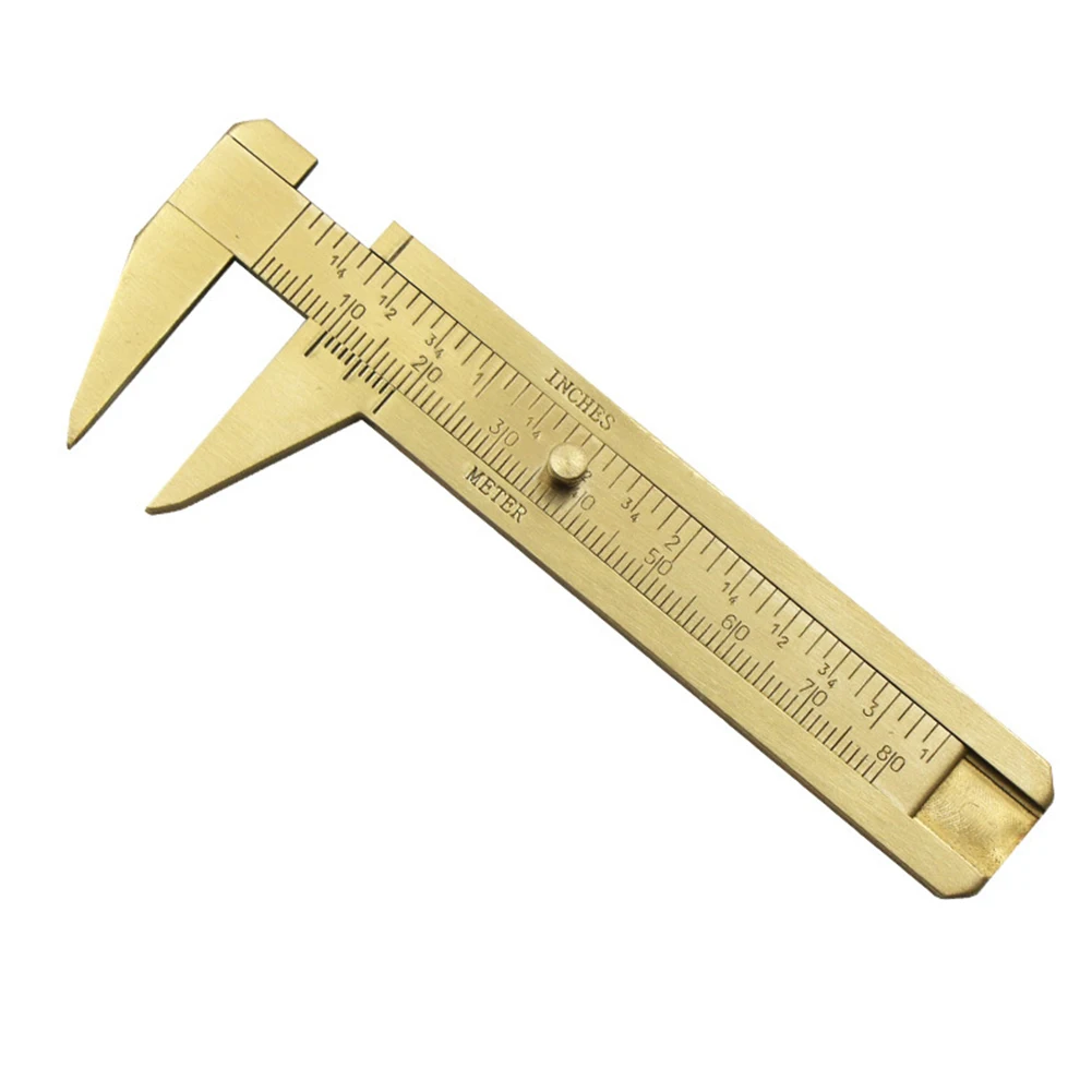

Мини латунная шкала, 80 мм, Мерная линейка, карманный измерительный инструмент, 3,2 дюйма, двойная шкала, Верньер, золотой Калибр