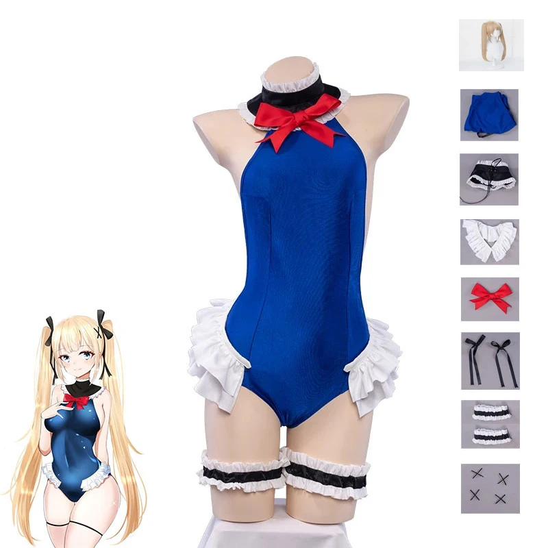 

Купальник для косплея из аниме «ажурная игра», «коготь Лейн», «Мари Роуз», костюм для косплея, новая коллекция аксессуаров для плавания, голубой парик бикини, полный комплект