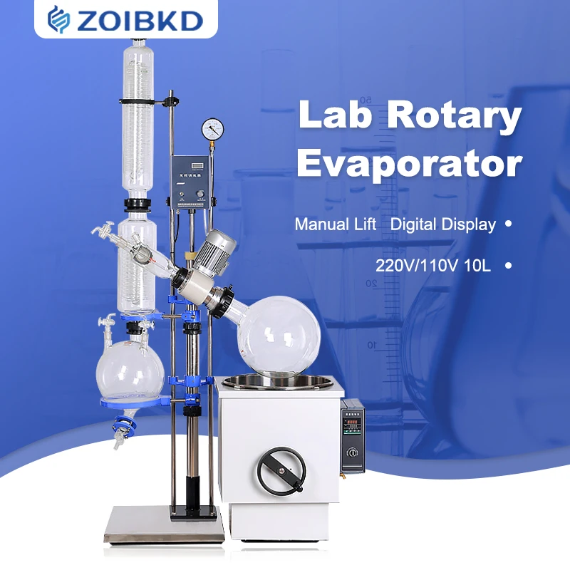 

ZOIBKD Rotary Evaporator Lab Manual Lifting Rotavap Connected To Vacuum Pump And Chiller（220V/110V RE-1002 10L）