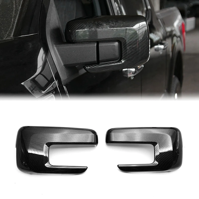 Car Carbon Fiber Rear View Rearview Side Glass Mirror Cover Trim Frame Side Mirror Caps for Ford F150 2021 2022