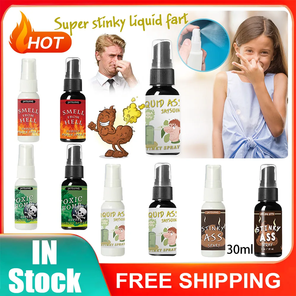 

8 Types Liquid Fart Gag Prank Joke Spray Can Stink Bomb Smelly Stinky Gas 30ML Children Doll Toys For Kids Girl Boy Gift
