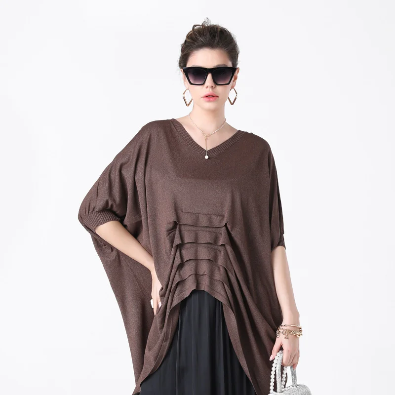 

Женская блузка с V-образным вырезом, свободного покроя