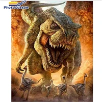 photocustom diy pictures by number dinosaur kits drawing on canvas painting by numbers animals hand painted paintings gift home