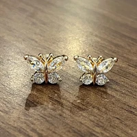 caoshi exquisite female stud earrings with buttfly shape design dazzling crystal jewelry elegant lady daily wearable accessories