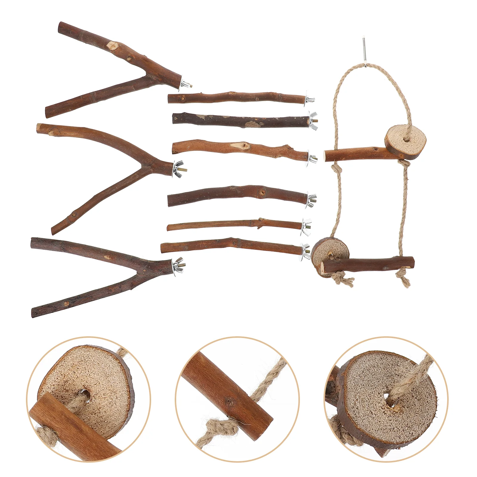 

Bird Perch Stand Cage Parrot Toy Wood Toys Perches Pet Play Hanging Chewing Branch Pole Natural Swing Budgie Bite Stick Platform