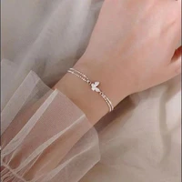 shining zircon butterfly bracelet for girl sweet women silver color layer chain adjustable bracelet jewelry gift