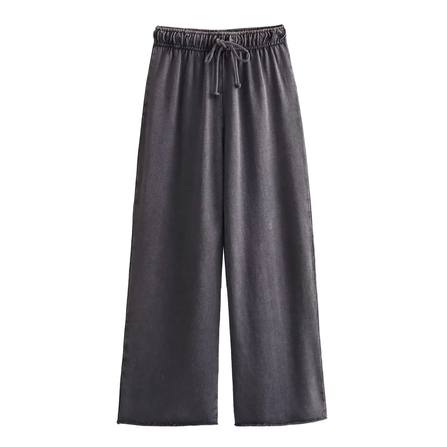 Женский однотонный комплект из брюк и свитшота с круглым вырезом