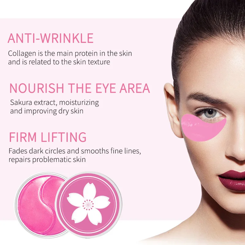 Eye Care Cherry Blossom Repair Eye Mask Clear Mask  Dark Circle Remover  Under Eye Gel Pads  Sublimation Mask  Eye Mask