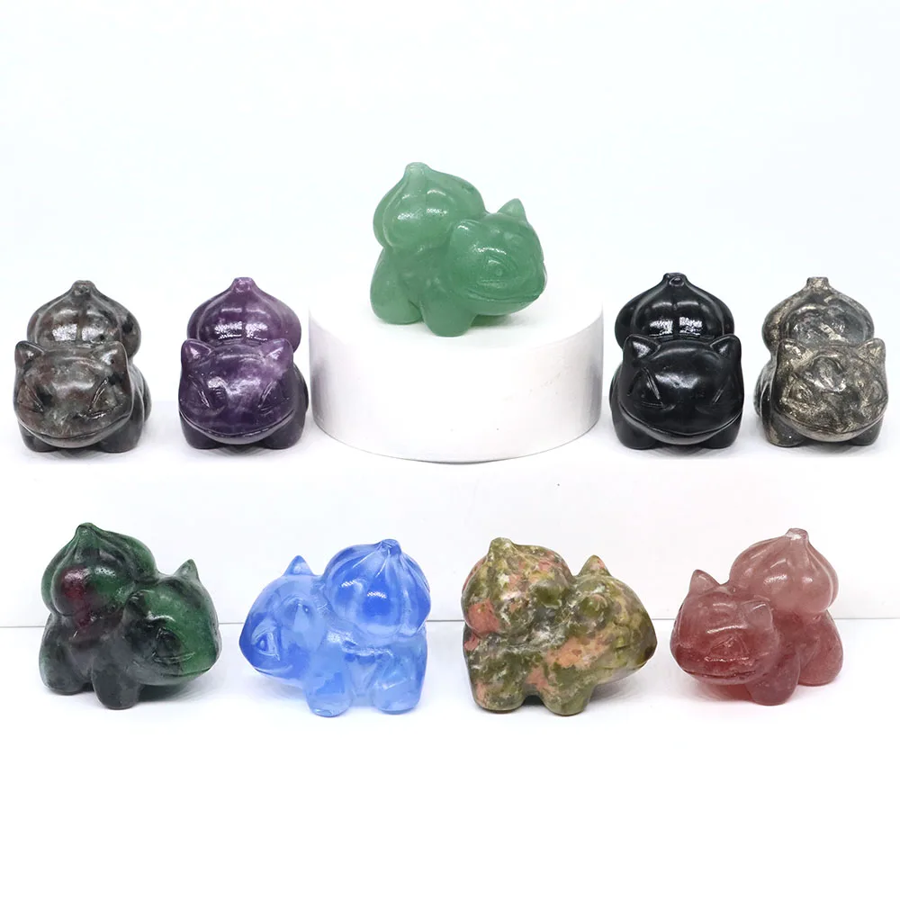 

1.2" Frog Seeds Statue Natural Stone Reiki Healing Crystal Quartz Animal Carving Gem Figurine Crafts Home Decor Children Gifts