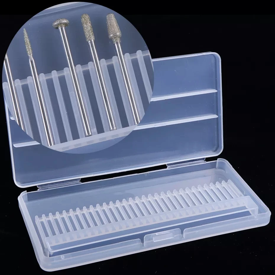 

STZ Storage Box For Nail Drill Bits Container Stand Display Empty Case Milling Cutter Organizer Holder Manicure Nail Art Tool B5