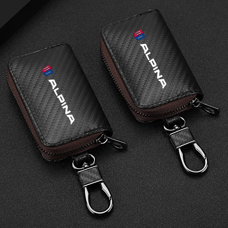 Carbon Fiber Car Key Case Men Ladies Key Storage Bag For Alpina BMW M 3 5 6 X1 X3 X5 X6 Z E46 E39 E60 E90