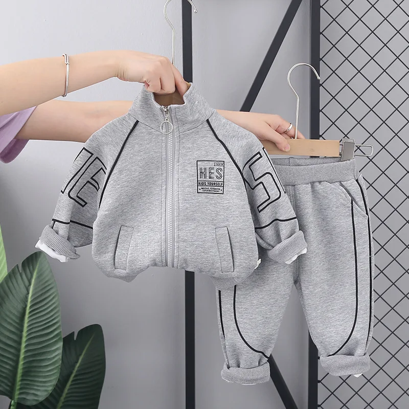 

Toddler Boys Clothes Sets Kids 2022 Fashion Infant Baby Spring Autumn 3pcs Outfits Letter Zipper Coat+Pants Children Tracksuit