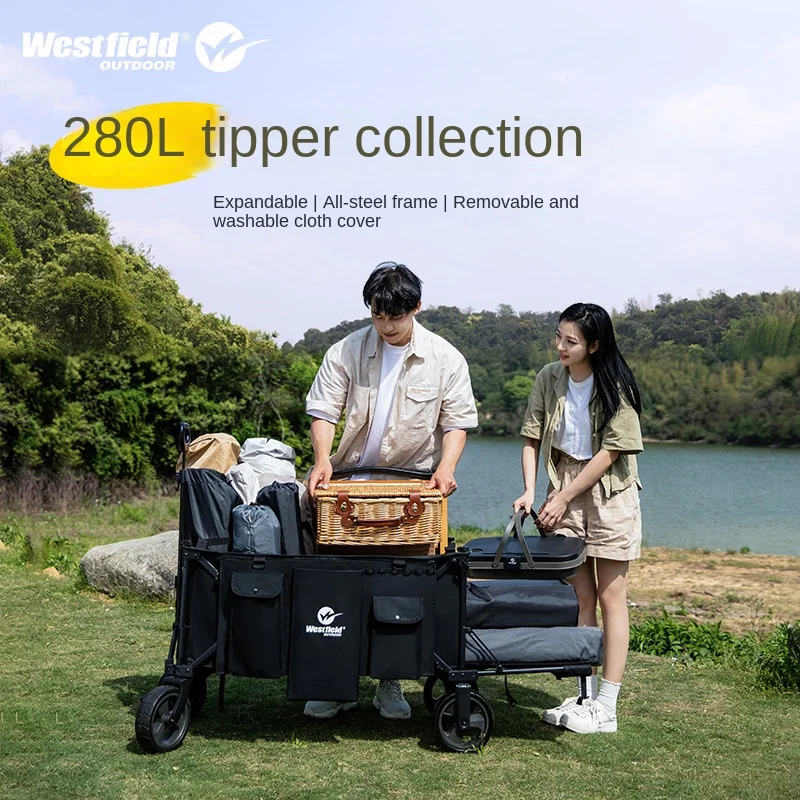 

Dump-bucket camping car trailer large-capacity gathering camping car outdoor picnic cart