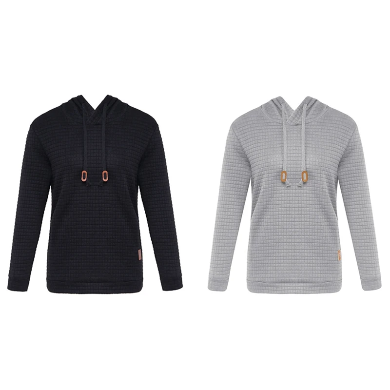 

Толстовка мужская однотонная с длинным рукавом, свитшот с капюшоном, пуловер, спортивный костюм XL, черный светильник-серый, 2 шт.