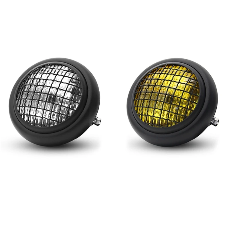 

Retro Metal Scootor Motorcycle Headlight Round Mesh Grill Mask Lampshade Round Lamp Vintage for suzuki for Harley Dirt B