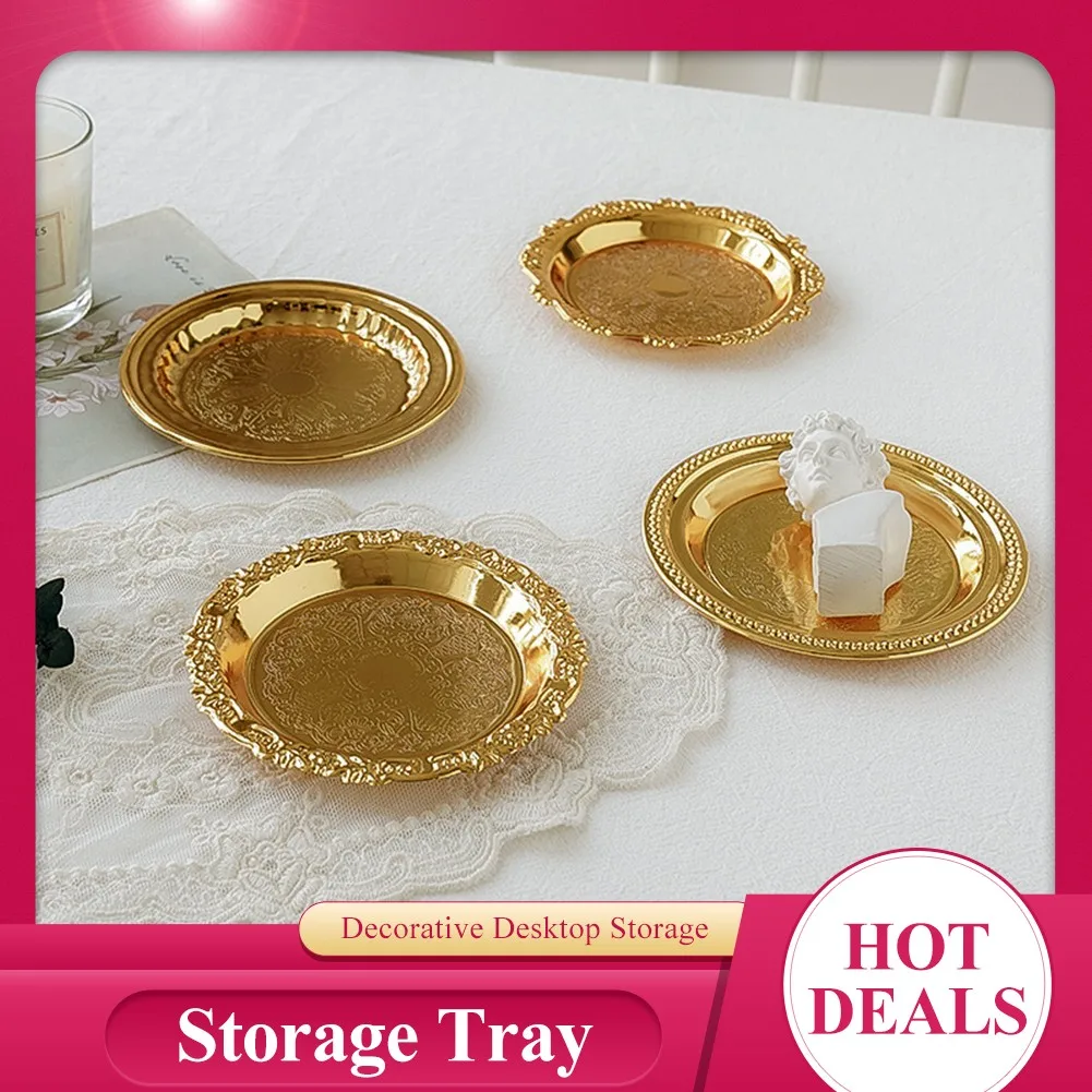 

2022 New Vintage Jewelry Metal Storage Trays Necklace Ring Earrings Display Photo Props Jewelry Desktop Pendulum Decoration