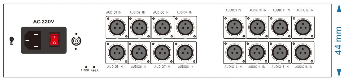 HO-LINK audio analog extender over fiber 16 channels xlr audio over 1 core