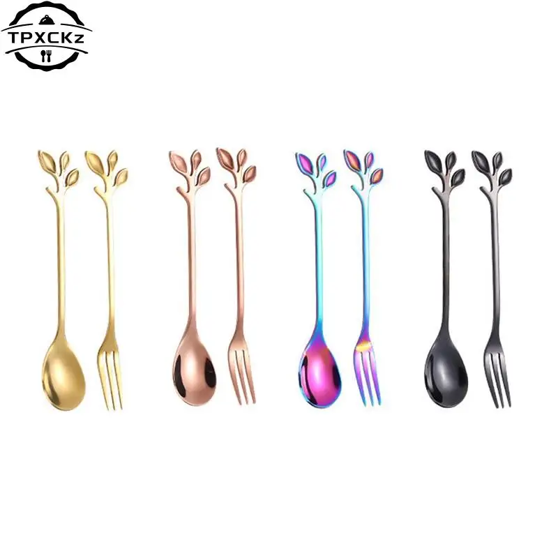 

Stainless Steel Spoon Branch Leaves/Deer Head Spoon Fork Coffee Spoon Christmas Gifts Kitchen Accessories Tableware Decoration